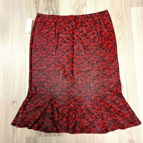 Forever 21 red black metallic flounce skirt sz L NWT vintage y2k goth - Picture 1 of 11